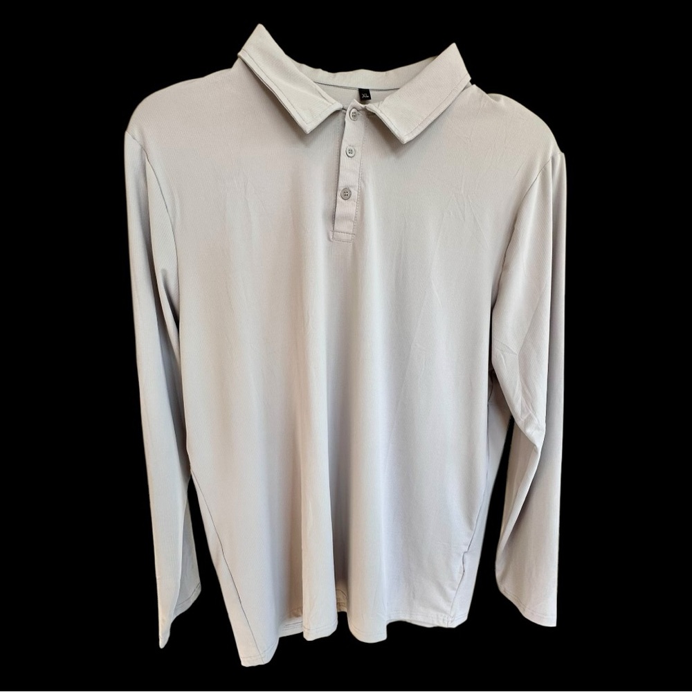 Light Gray Long Sleeve Polo Shirt Like New SZ XL